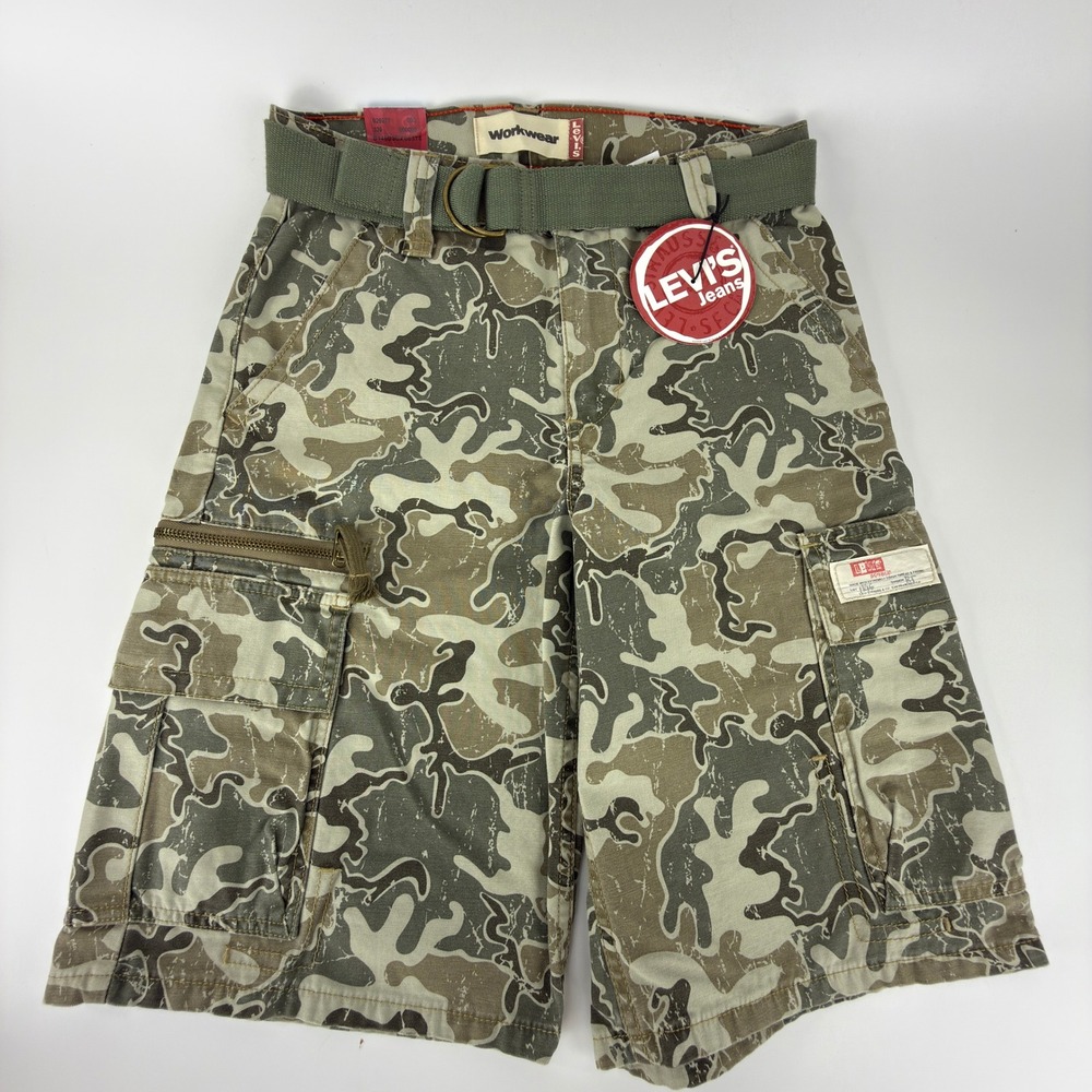 Levis Boys‎ Size 12 Regular Camo Cargo Shorts Workwear NWT NOS 2000s Y2K